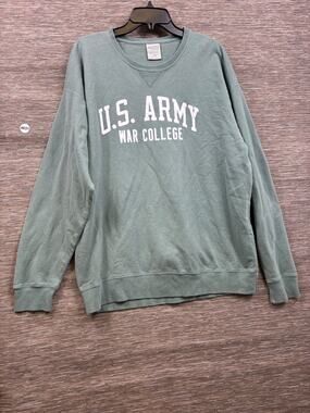 Comfort Wash Sweatshirt Mens Large Green U.S. Army War College Fleece Graphic